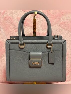 Coach Grace Granite Pebbled Leather Snakeskin Satchel Bag